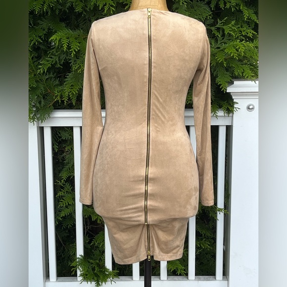 Hot Miami Styles; Nude Tone; Y2K Bodycon Dress; NWOT; Gold Tone Hardware - Picture 2 of 8